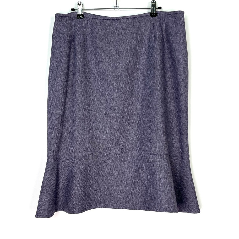 Le Suit Purple Herringbone Trumpet Ruffle Pencil Skirt Sz 16 Petite